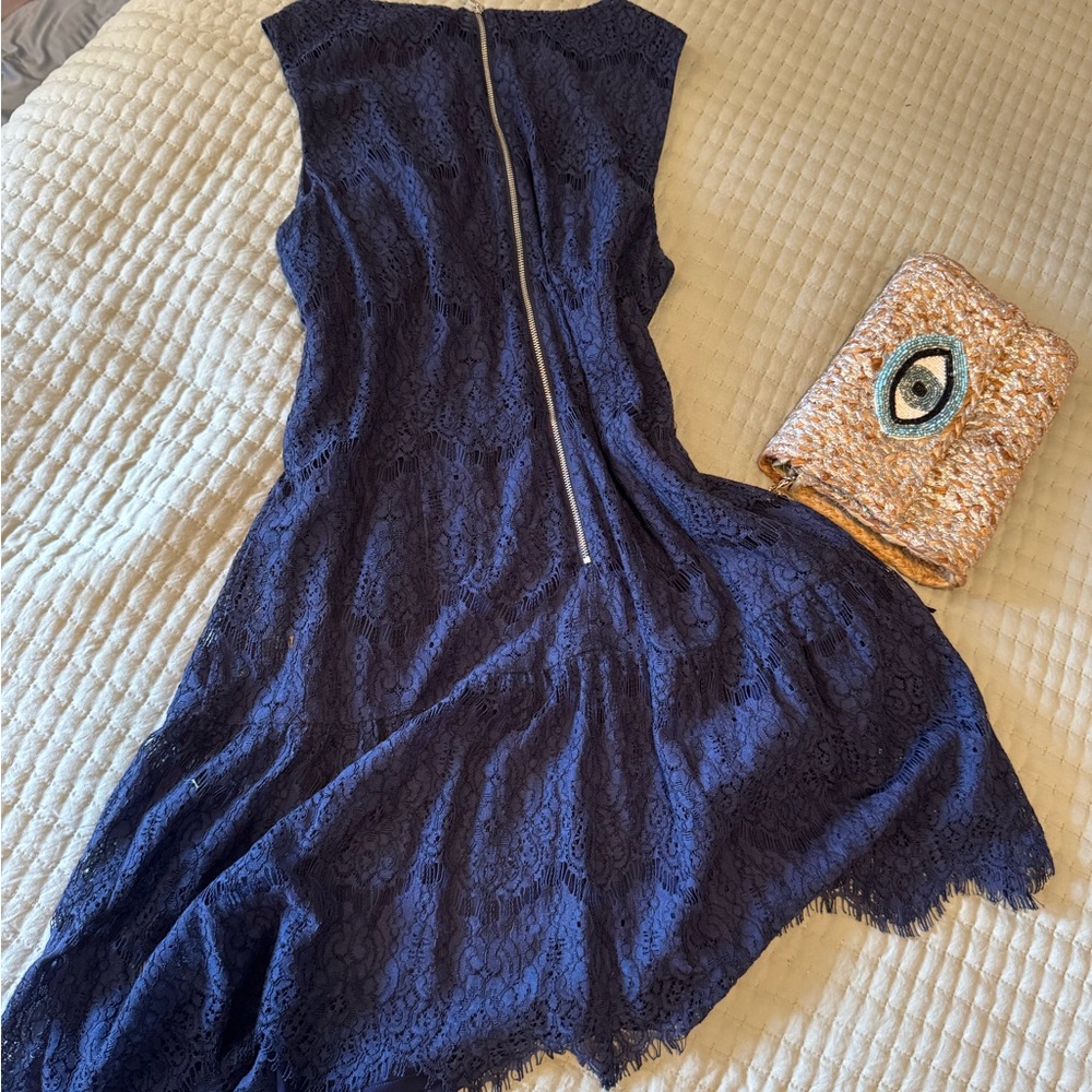 Karl Lagerfeld Navy Lace Mini Dress - Picture 5 of 8